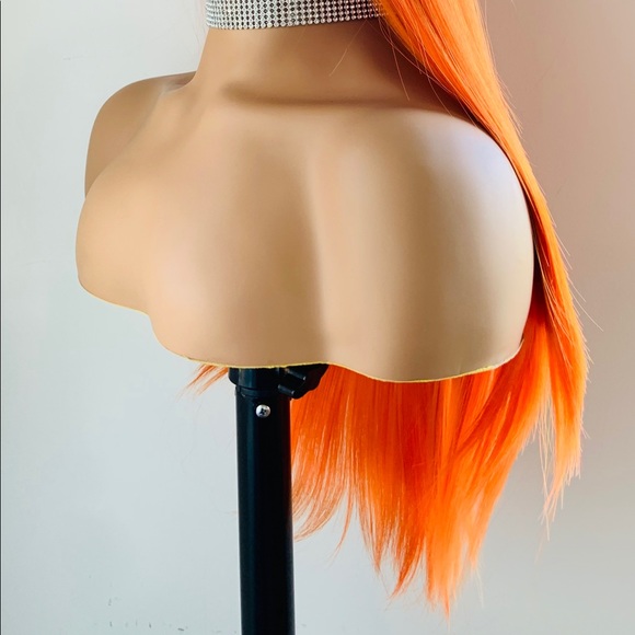 Orange “Put On & Go” Synthetic Event Wig with Bangs  🎃 NO FURTHER DISCOUNT - Picture 9 of 11